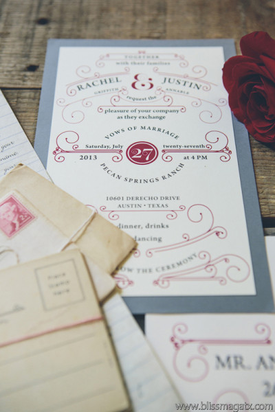 Vintage modern wedding invitations