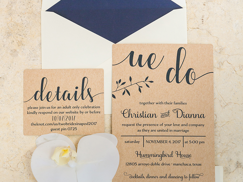 Modern rustic wedding invitation