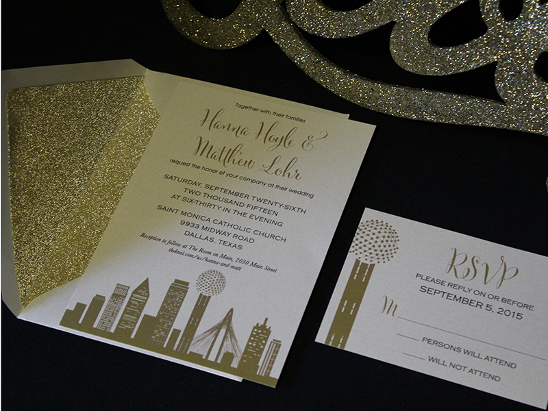 Dallas glitter invitation