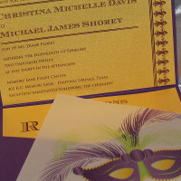 Mardi gras wedding pocket invitations