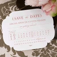 Scalloped die cut Save the Date card