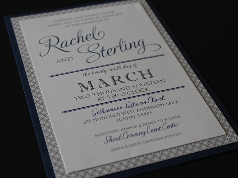 Mid century modern pattern layered wedding invitation