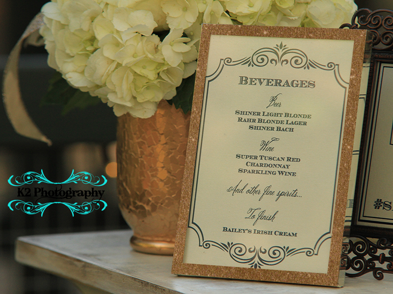 Wedding bar menu