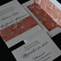 Chiyogami letterpress wedding invitation