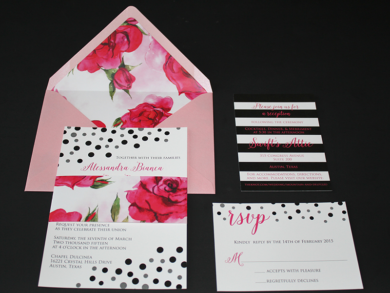 Floral envelope liner custom wedding invitation