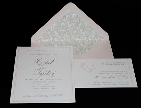 Wedding invitation with envelope liners