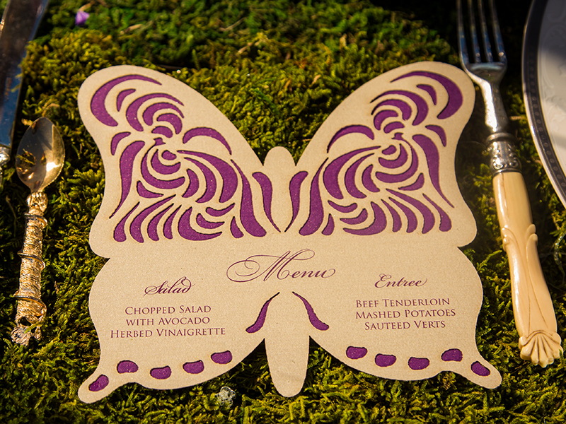 Lasercut menu butterfly