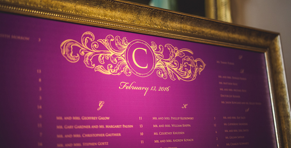 wedding seating chart detail