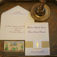 Letterpress and foil wedding invitation