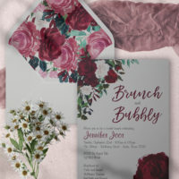 Burgandy floral brunch invitation